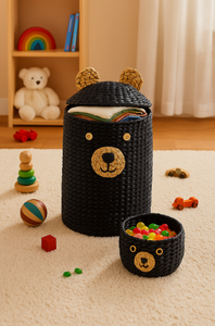 SISU Eco-Friendly Black Bear Kid and Laundry Basket Home Decor from Vietnam - Product Image 2