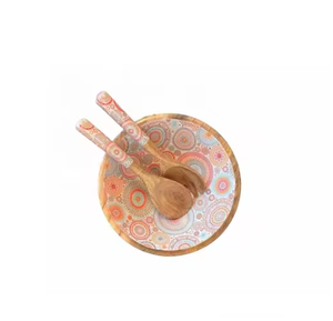 Hot Selling <b>Wood</b> <b>Salad</b> <b>Bowls</b> Multi Colored Wooden Enamel Premium Printed Round Serving <b>Bowls</b> At Wholesale Price - Product Image 3