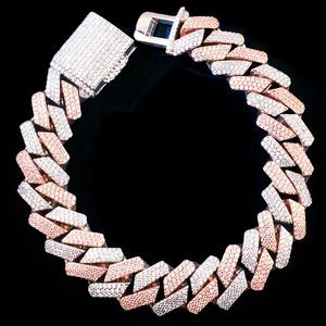 Luxury 14K <b>Rose</b> <b>Gold</b> Cuban Link <b>Bracelet</b> VVS Moissanite Diamond Customizable for Men Hip Hop Style Gift White <b>Gold</b> Material - Product Image 1