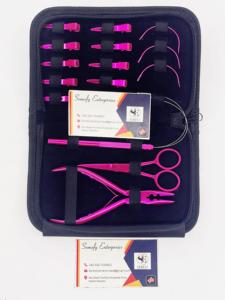 Ensemble de pinces d'extension de cheveux en acier inoxydable rose professionnel Kit d'accessoires d'outils de cheveux d'aiguille de crochet durable écologique - Product Image 5
