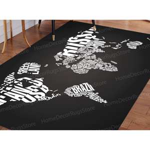 Tapis imprimé carte du monde : moderne, petit, entrée, école, personnalisé, escalier, antidérapant, noir, tapis doux non tissé - Product Image 4