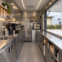 Restaurant modulaire en conteneur Etodevice avec équipement de cuisine pour café, restauration rapide et services à emporter