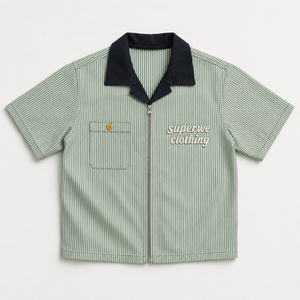 Servizio OEM Camicia da Lavoro Classica Vintage con Zip a un Quarto per Uomo, Personalizzazione con Nome del Marchio Ricamato, Colletto <span class=keywords><strong>Polo</strong></span>, Camicia da Lavoro a Quadri all'Ingrosso - Product Image 5