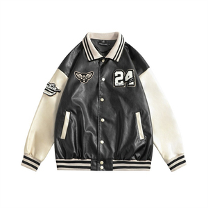 Jersey deportivo universitario informal holgado de béisbol frontal personalizado para hombre, chaqueta universitaria de talla grande con cuello levantado, transpirable de lana 100% - Product Image 4