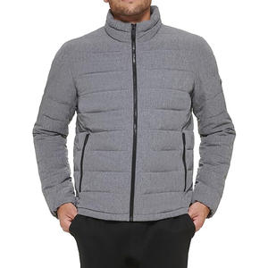 Meilleure qualité de veste matelassée pour hommes col montant fermeture éclair toile imperméable coupe-vent écologique doublure en coton hiver - Product Image 1