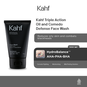 Nettoyant visage triple action OEM ODM Kahf, défense contre l'huile et les comédons, 100 ml, ultra-absorbant, charbon, AHA, BHA, PHA, hydratant - Product Image 4