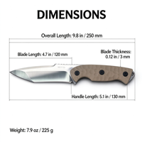 Couteau de chasse à lame droite haute dureté Titan avec étui Kydex pour la survie en camping