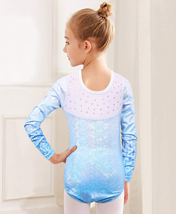Ropa de gimnasia de práctica de baile de manga larga personalizada para niñas, leotardo de animadora rítmica de malla de Ballet Unitard estampado con estilo de falda - Product Image 5