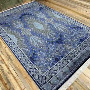 Alfombra Turca Grande de 6.4x9.9 pies, Alfombra Vintage, Alfombra de Lana con Camuflaje Azul y Blanco - Product Image 2