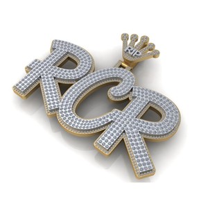 เครื่องประดับหรูสำหรับผู้ชาย จี้เงินแท้ 925 ชุบทอง ประดับเพชรเลี้ยงในห้องปฏิบัติการ ดีไซน์มงกุฎ พร้อมสลักชื่อ สไตล์ฮิปฮอป สำหรับงานพรอม - Product Image 1