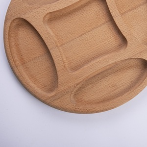 Plateau à collation rond en bois de hêtre à 5 compartiments - Plateau de service divisé de 30 cm - Plateau en bois naturel pour noix, bonbons et apéritifs - Product Image 5