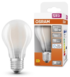 Lámpara LED estándar para reequipamiento, vidrio esmerilado, 6,5 W, 6500 K, 806 Lm (Osram 466098) - Product Image 1