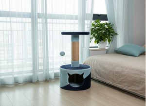 Árbol para Gatos Ecológico de Madera Midnight Blossom con 2 Niveles para Gatos y Animales Pequeños - Refugio Urbano Resistente - Product Image 4