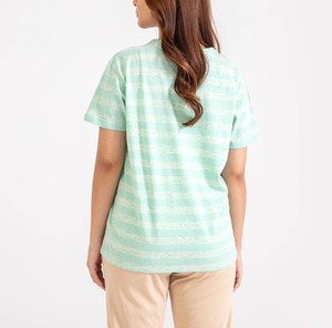 Vente en gros de streetwear féminin décontracté avec impression personnalisée Femme tendance Col ras du cou rayé Manches courtes Coupe ample Couleur unie - Product Image 2