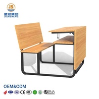Ensemble de bureau et banc double moderne et durable pour étudiants, avec construction en bois et métal écologiques, pour les salles de classe