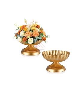 Bol à fleurs en or finition artisanale, design martelé - Product Image 1