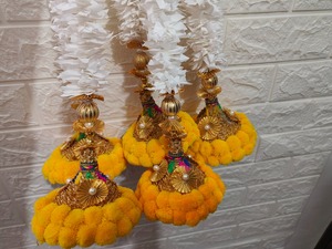 พวงมาลัยดอกมะลิประดิษฐ์เป็นรูปสามเหลี่ยมลูกปัดโกต้าตกแต่งดอกไม้สำหรับงานแต่งบ้าน Pooja-ของตกแต่งผนังงานแต่งงาน - Product Image 3