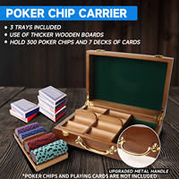 Boîte de rangement pour jetons de poker en bois de qualité supérieure avec 5 plateaux, capacité de 500 jetons, pour soirées casino et accessoires de jeu de poker à domicile