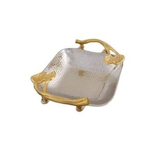 Plateau de service rectangle en aluminium au design luxueux avec poignée en feuille pour hôtel plateau de service aux fruits de haute qualité pour la vaisselle de table - Product Image 1