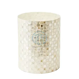 Italian Style Design Mother of pearl side table Best seller Mother of pearl shell tables OEM Manufacturer MOP Stools Vietnam