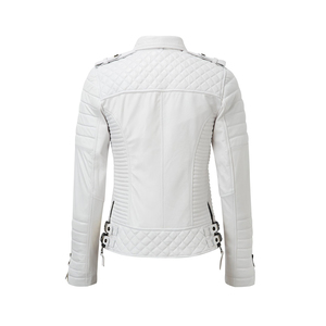 Best Price on High Quality Breathable Leather Jacket for Women XL Biker Style with Hooded Collar <b>New</b> Condition Fabric for Winter - Product Image 4