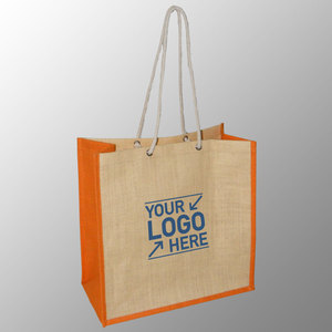 Ecofriendly Reusable Jute tote shopping <b>bags</b> custom print with logo artwork dyed colorful jute <b>bag</b> with rope handles - Product Image 1