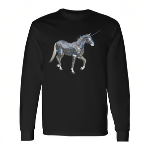 Camiseta de manga larga con símbolo de unicornio mágico, ropa promocional con diseño de caballo místico - Product Image 2