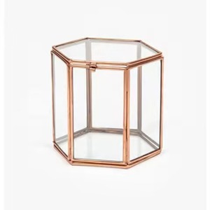 Joyero de Latón y Cristal, Organizador de Maquillaje para Tocador, Hecho a Mano, Calidad Superior, Forma Rectangular, Dorado - Product Image 2