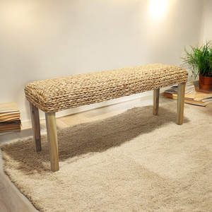 Hanh-Woven Indoor Wicker Benches Water Hyacinth Entryway <b>Stools</b> & <b>Ottomans</b> - Product Image 1