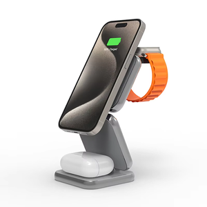 Support de chargeur sans fil magnétique pliable 3 en 1 pour IPhone 16 15 14 AirPods 3/2/<span class=keywords><strong>Pro</strong></span> Watch Series-Alliage d'aluminium 10W - Product Image 1