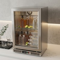 Réfrigérateur de bureau exécutif en acier inoxydable avec porte vitrée pour le stockage de thé matcha et de boissons aux fruits