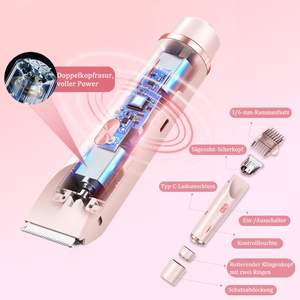 Afeitadora Íntima 2 en 1 con Pantalla LED, Recargable por USB, Resistente al Agua IPX7, para Mujer, con Doble Cuchilla y Cabezal Redondo Plano, para Uso en Autocaravanas - Product Image 1