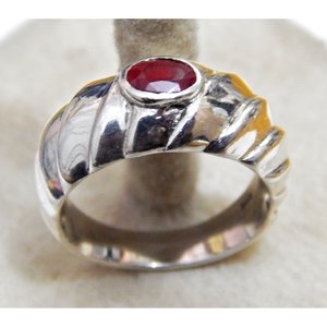 แหวนพลอยทับทิมธรรมชาติเงิน925K ทำด้วยมือแหวนแต่งงานของขวัญสำหรับ Her-R0331-GS - Product Image 1