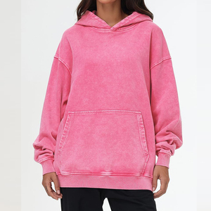 Sudadera con Capucha de Forro Polar Lavado Ácido Informal para Invierno, Manga Larga, Largo Regular, Ecológica y de Secado Rápido para Mujer - Product Image 1