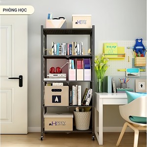 <b>Wheels</b> Key <b>Lock</b> Tool Attached Modern 5-Layer Foldable Metal Frame Kitchen Rack Space-Saving Standing Type Storage Shelf - Product Image 3