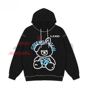 Hoodies personnalisés haut de gamme avec impression en relief, imperméables, respirants, en flanelle, décontractés, à la mode, streetwear, hiver, hip-hop - Product Image 2