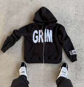 Sweat-shirt court Boxy pour hommes de qualité supérieure Streetwear à capuche broderie personnalisée Logo respirant DTG DTF motif d'impression personnalisable - Product Image 5