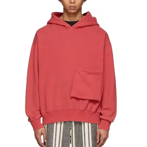 OEM new design blank <b>red</b> hoodie Custom Logo Cotton Heavyweight Big Cargo Pocket Hoodie <b>Mens</b> Oversized Without String <b>Hoodies</b> - Product Image 1
