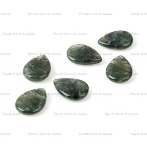 Alta calidad 10x14mm forma de pera hinchada Briolette suave verde musgo ágata Natural pulido piedra preciosa suelta para la fabricación de joyas - Product Image 1
