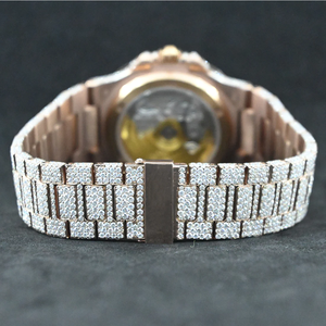 High Quality Men's Luxury Bling <b>Wrist</b> Watches Fully Diamond Iced Gold Silver Stainless Steel <b>Band</b> ETA Hip Hop Style Direct India - Product Image 3