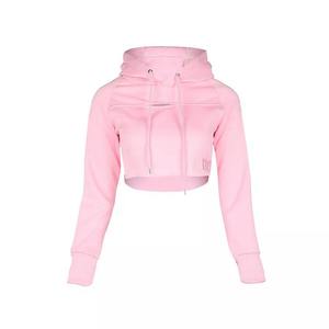 Sudadera con capucha corta personalizada de alta calidad para mujer, ropa forrada transpirable para otoño, venta al por mayor, Sudadera con capucha fabricada de baja tasa - Product Image 3