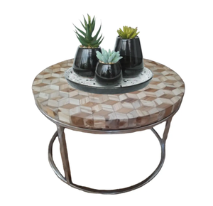 Mesa redonda de madera clásica moderna de alta calidad de Indonesia con acero inoxidable (SS) para uso al aire libre en hoteles muebles de sala de estar - Product Image 1