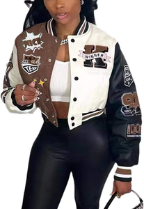 Chaqueta Varsity Personalizada con Parches para Mujer, Diseño All Star Fearless, Ropa Urbana - Product Image 3