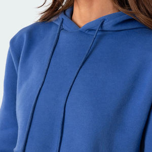 Bleu couleur unie élégant femmes haut court sweats à capuche tissu Premium Stretch respirant formation loisirs porter confortable - Product Image 5