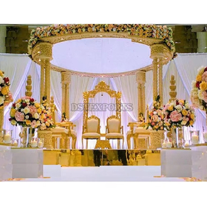 Encantador Mandap DE BODA tallado en madera, tamaño personalizado, Triple Pilar, conjunto de Mandapam barato, el mejor diseñador de decoración del Reino Unido, Australia, EE. UU. - Product Image 1
