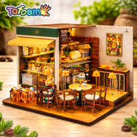 TOFOAM Kit de Bricolage Maison Miniature en Béton et Bois, 5 Styles, pour Cadeau Fantaisie, Faveur Enfants, Artisanat, Thème Petite Vie de Café