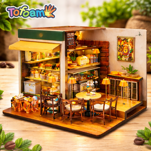 TOFOAM Kit de Manualidades DIY para Niños, 5 Estilos de Casitas de Hormigón, Kit de Madera para Pequeño Café, Casa en Miniatura - Product Image 1