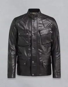 Veste d'hiver Veste d'hiver chaude d'extérieur en peau de mouton épaisse en fourrure de mouton longue en cuir de mouton pour hommes avec design en fourrure - Product Image 4