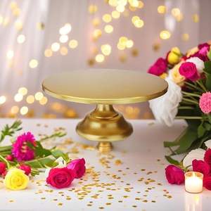 แท่นวางเค้กโลหะสีทองแบบมินิมอลพร้อมผิวด้านหรูหราแท่นวางเค้กกลมสีทองแบบเรียบง่ายสำหรับอุปกรณ์ทำขนมอบในห้องครัวที่บ้าน - Product Image 6