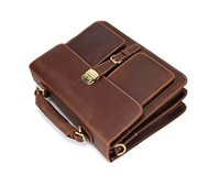 Leather Retro Durable Anti-Theft Portable Lightweight Eco-Friendly Large Capacity Men's Laptop Briefcase Crossbody Shoulder